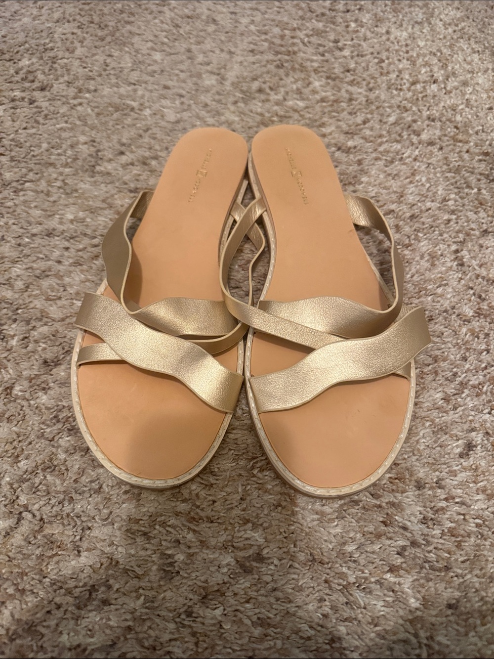 Metallic Gold Crisscross Slip-On Women's Sandals